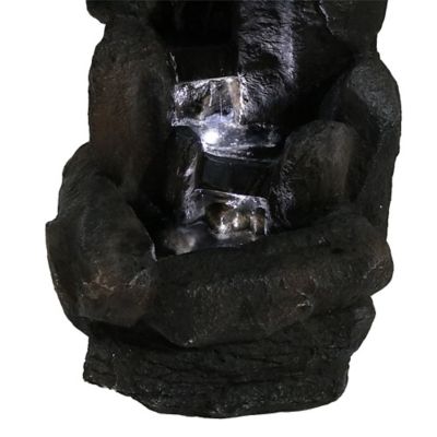 Image showing 6 th Sunnydaze Decor 22 in. Outdoor Solar Rock Falls Water Fountain with Battery Backup, Submersible Pump, and LED Lights