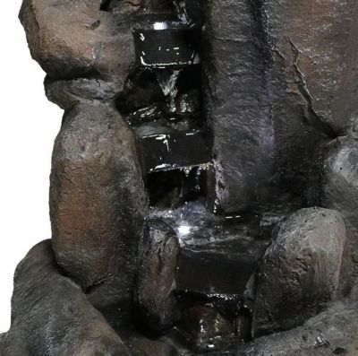 Image showing 9 th Sunnydaze Decor 22 in. Outdoor Solar Rock Falls Water Fountain with Battery Backup, Submersible Pump, and LED Lights