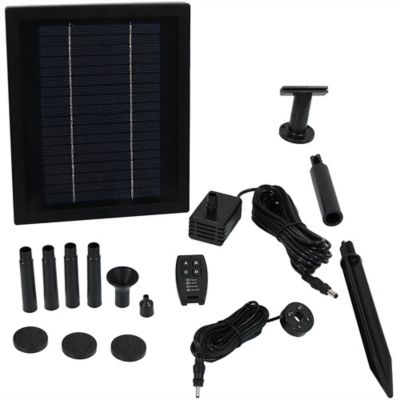 Image showing  Outdoor Solar Bird Bath Fountain Kit with Battery Pack & Remote Control, 105 GPH, 47 in.
