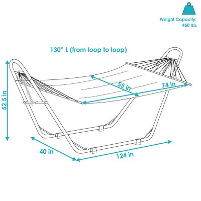 Image showing  Quilted Fabric Outdoor Hammock with Universal Stand, Sandy Beach