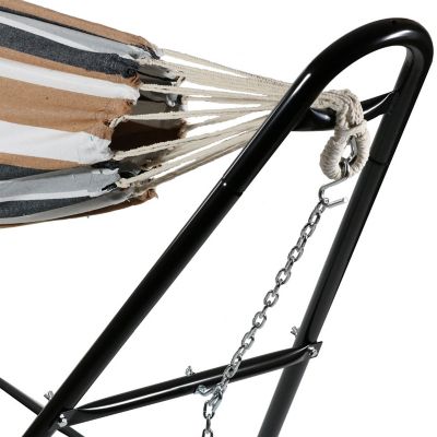 Image showing  Large Double Brazilian Hammock with Universal Stand - 450 lb Weight Capacity - Calming Desert