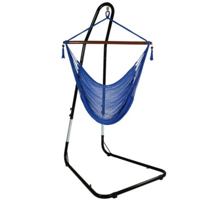 Sunnydaze Decor Caribbean Extra Large Hammock Chair with Adjustable Stand, Blue