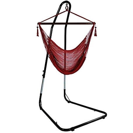 Sunnydaze Decor Caribbean Extra Large Hammock Chair with Adjustable Stand, Red