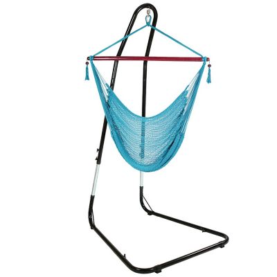 Sunnydaze Decor Caribbean Extra Large Hammock Chair with Adjustable Stand, Sky Blue