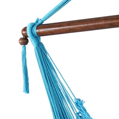 Image showing  Caribbean Style XL Hanging Rope Hammock Chair Swing with Adjustable Stand, 300 lb Weight Capacity, Sky Blue