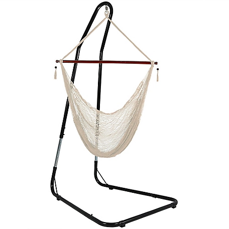 Sunnydaze Decor Extra-Large Cabo Rope Hammock Chair with Stand, 300 lb. Capacity