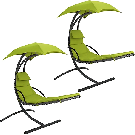 Sunnydaze Decor 2 pc. Floating Chaise Lounger Swing Chair with Canopy Set
