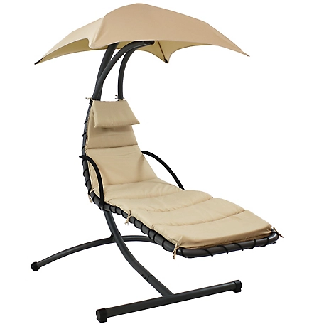Sunnydaze Decor Floating Patio Chaise Lounger Swing Chair with Canopy, 260 lb. Capacity