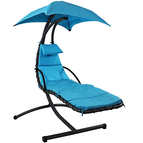 Sunnydaze Decor Floating Patio Chaise Lounger Swing Chair with Canopy, 260 lb. Capacity