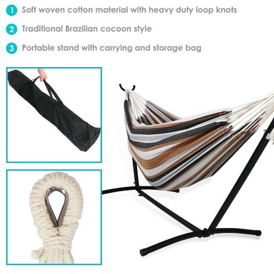 Image showing  100 in. x 40 in. Calming Desert Brazilian Hammock with Stand, Calming Desert