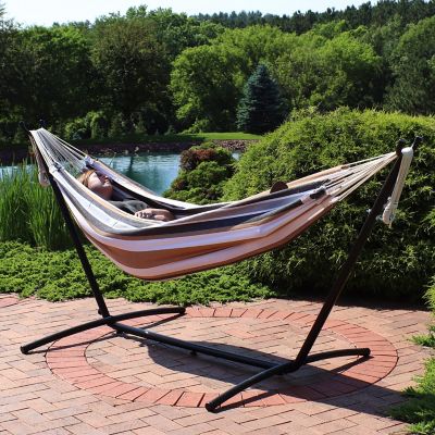 Image showing 7 th Sunnydaze Decor 100 in. x 40 in. Calming Desert Brazilian Hammock with Stand, Calming Desert