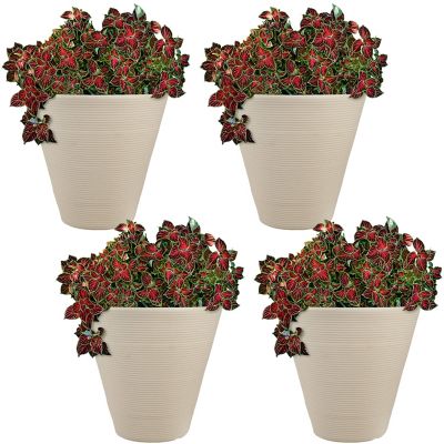 Sunnydaze Decor Polyresin Crozier Outdoor Flower Pot Planters, 16 in., Beige, 4-Pack