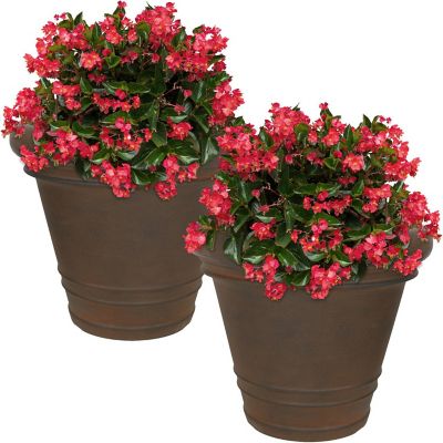 Sunnydaze Decor Polyresin Crozier Outdoor Flower Pot Planters, 16 in., 2-Pack