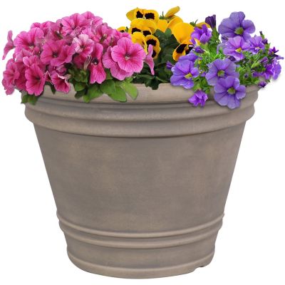 Sunnydaze Decor Franklin Polyresin Outdoor/Indoor Unbreakable UV-Resistant Flower Pot Planter - 20 in. Diameter - Beige