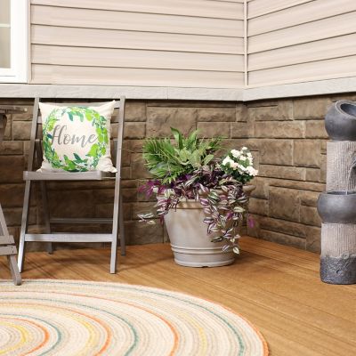 Image showing  Franklin Polyresin Outdoor/Indoor Unbreakable UV-Resistant Flower Pot Planter - 20 in. Diameter - Beige