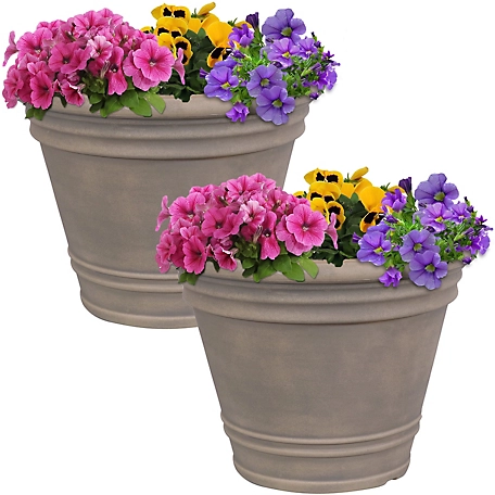 Sunnydaze Decor Resin Franklin Outdoor Flower Pot Planters, 20 in., 2-Pack