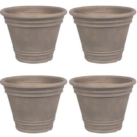 Sunnydaze Decor 7 gal Franklin Outdoor/Indoor Polyresin Planters Unbreakable UV Resistant 20-in Beige 4-Pack Planters