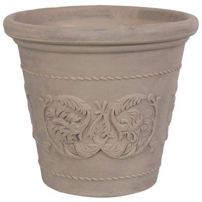 Image showing  Arabella Polyresin Outdoor/Indoor Durable Double-Walled Fade-Resistant Flower Pot Planter - 19.5 in. D - Beige
