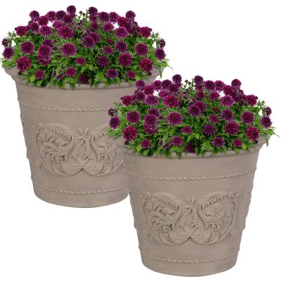 Sunnydaze Decor Resin Arabella Outdoor Flower Pot Planters, 20 in., 2-Pack