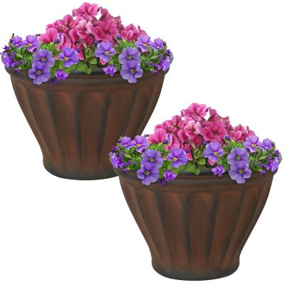 Sunnydaze Decor Resin Charlotte Outdoor Flower Pot Planter, 16 in., Rust, 2-Pack I have four of these pots in my yard and they are durable and don't look plastic-y or cheap at all