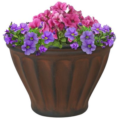 Sunnydaze Decor Resin Charlotte Outdoor Flower Pot Planter, 16 in., Rust, 4-Pack