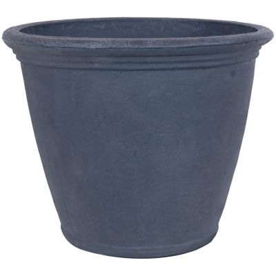 Image showing  Anjelica Polyresin Indoor/Outdoor Unbreakable Double-Walled UV-Resistant Flower Pot Planter, 24 in. D, Slate