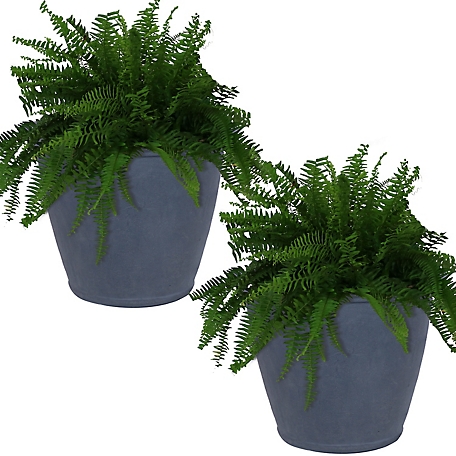 Sunnydaze Decor Polyresin Anjelica Outdoor Flower Pot Planters, 24 in., Slate, 2-Pack