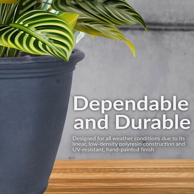 Image showing  Anjelica Polyresin Indoor/Outdoor Unbreakable Double-Walled UV-Resistant Flower Pot, 24 in. D, 2 pk., Slate