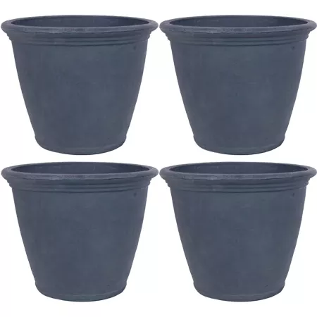 Sunnydaze Decor Anjelica Outdoor Polyresin Planter Shatterproof Double Walled UV Resistant 24" Deep 4 Pack Slate Planters