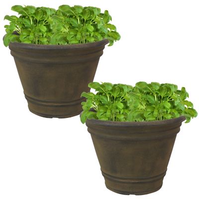 Sunnydaze Decor Resin Franklin Outdoor Flower Pot Planter, 20 in., Sable, 2-Pack