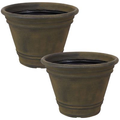 Image showing 6 th Sunnydaze Decor Indoor/Outdoor Weather-Resistant Double-Walled Franklin Flower Pot Planter - 20 in. - Sable Finish - 2pk