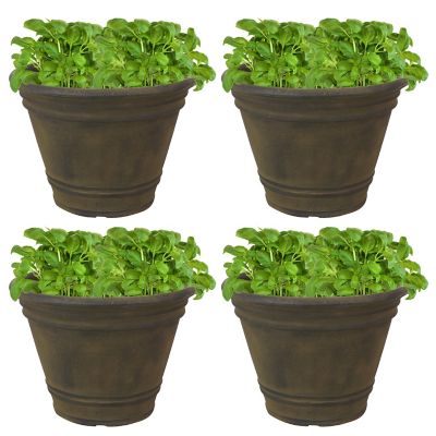 Sunnydaze Decor Resin Franklin Outdoor Flower Pot Planter, 20 in., Sable, 4-Pack