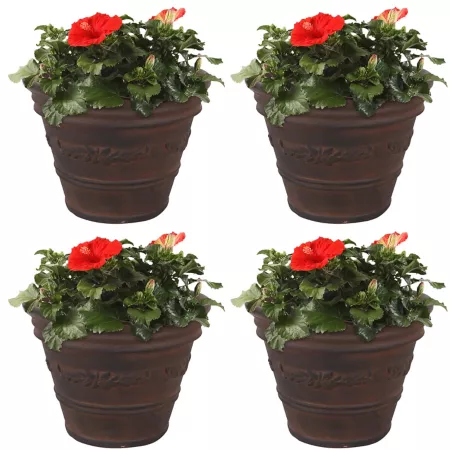 Sunnydaze Decor Double Wall Weather Resistant Indoor/Outdoor Laurel Planter - 13 in - Rust Finish - 4 Pack Planters