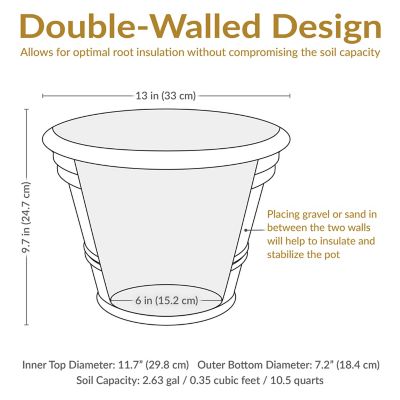 Image showing 7 th Sunnydaze Decor Indoor/Outdoor Weather-Resistant Double-Walled Laurel Flower Pot Planter - 13 in. - Rust Finish - 4pk