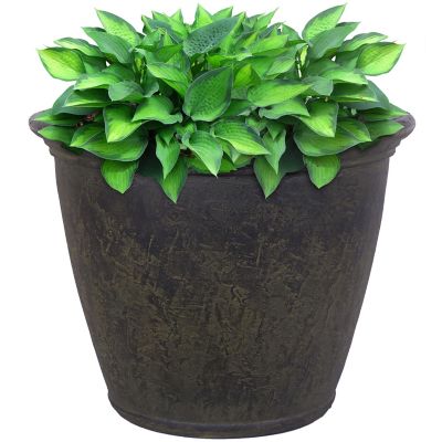 Sunnydaze Decor Polyresin Anjelica Outdoor Flower Pot Planter, 24 in., Sable