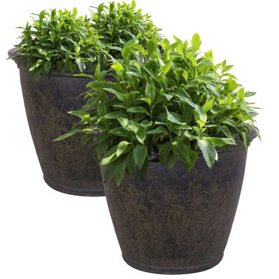 Sunnydaze Decor Polyresin Anjelica Outdoor Flower Pot Planters, 24 in., Sable, 2-Pack