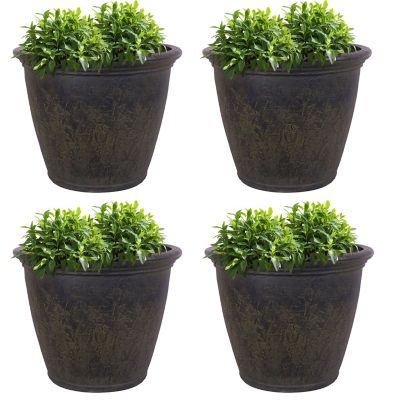 Sunnydaze Decor Polyresin Anjelica Outdoor Flower Pot Planters, 24 in., Sable, 4-Pack