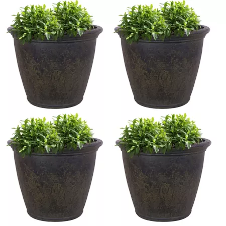 Sunnydaze Decor 2.75 gal Anjelica Shatterproof Double Wall Polyresin Planters UV Resistant 24" Sand 4 Pack Planters