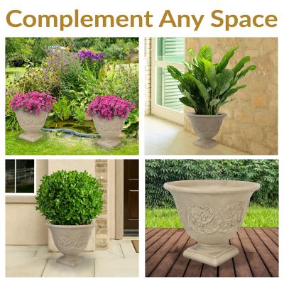 Image showing 6 th Sunnydaze Decor Indoor/Outdoor Weather-Resistant Double-Walled Darcy Flower Pot Planter, 16 in., Beige, 2pk