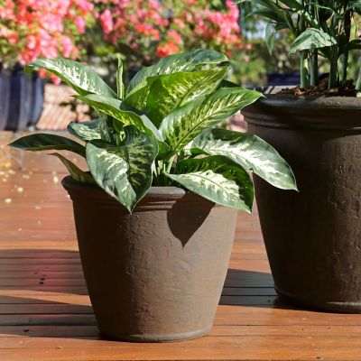 Image showing  Resin Anjelica Outdoor Flower Pot Planter, 16 in., Rust