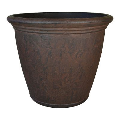 Image showing  Resin Anjelica Outdoor Flower Pot Planter, 16 in., Rust