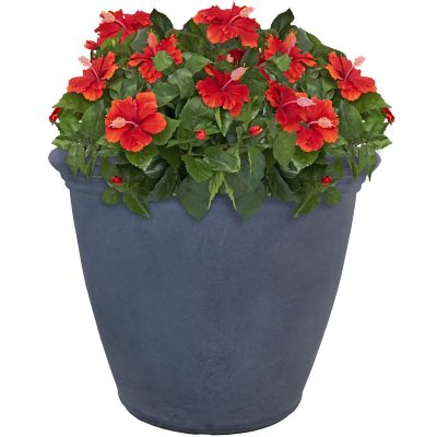 Sunnydaze Decor Resin Anjelica Outdoor Flower Pot Planter, 20 in., Slate