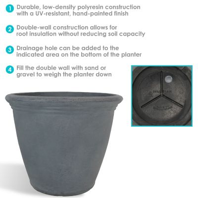 Image showing  Resin Anjelica Outdoor Flower Pot Planter, 20 in., Slate