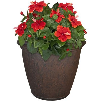 Sunnydaze Decor Polyresin Anjelica Outdoor Flower Pot Planter, 24 in., Rust