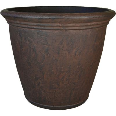 Image showing  Indoor/Outdoor Weather-Resistant Double-Walled Anjelica Flower Pot Planter, 24 in., Rust Finish