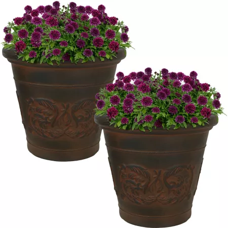 Sunnydaze Decor Arabella Double Wall Weatherproof Indoor/Outdoor Planter - 16 in - Rust Finish - 2 Pack Planters