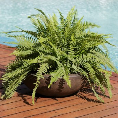Image showing  6 gal. Polyresin Percival Outdoor Flower Pot Planter, 21 in., Sable
