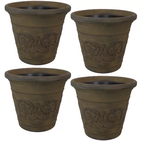 Sunnydaze Decor Arabella Resin Outdoor Planter 20-inch Sand 4-Pack Planters