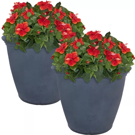 Sunnydaze Decor Anjelica 20-inch Slate Resin Outdoor Planter 2-Pack Planters