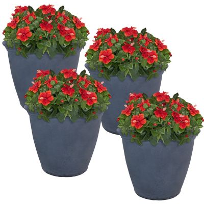 Sunnydaze Decor Resin Anjelica Outdoor Flower Pot Planter, 20 in., Slate, 4-Pack